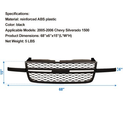 Car Front Grille Guard, 2005-2006 Replacement