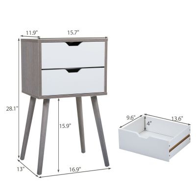 Finished 2 Drawer Gray Nightstand Set of 2