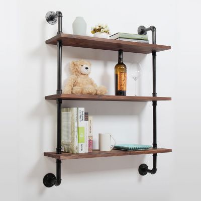 3 Tier Industrial Retro Wall Mount Iron Pipe Shelves