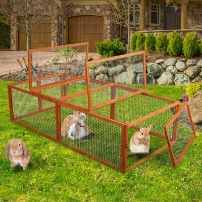 Outdoor Rabbit Chicken Enclosure Run W/Mesh Cover