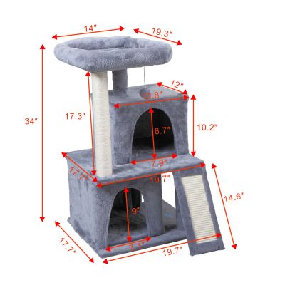 Cat Tree W/Ramp, 2 Condos, Padded Perch Tower