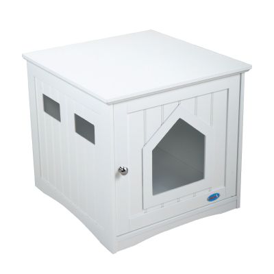 White Cat Litter Box Table W/Front Entry