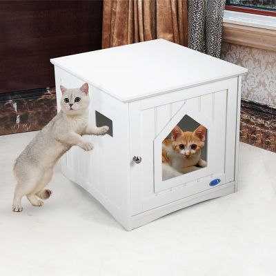 White Cat Litter Box Table W/Front Entry