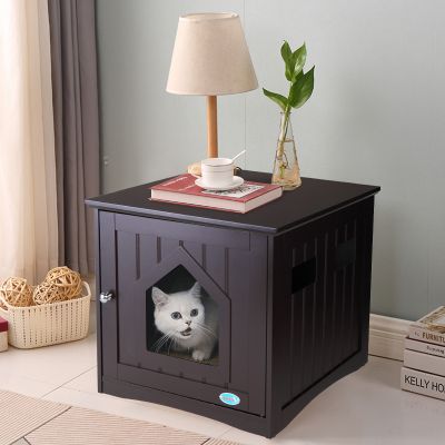 Wood Coffee Table Cat Litter Box Cabinet