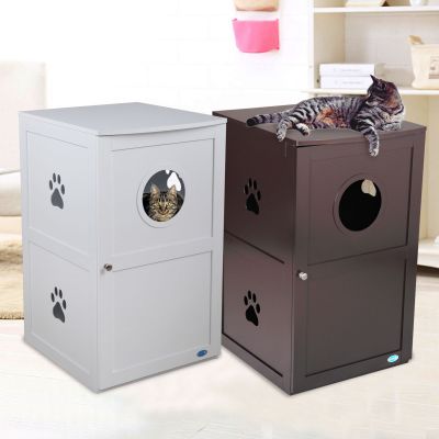 Stackable Double Cat Sitting in Litter Box Jaxpety