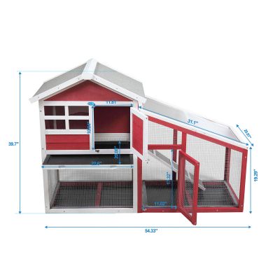 Outdoor Large 2-Story Rabbit Hutch & Chicken Run