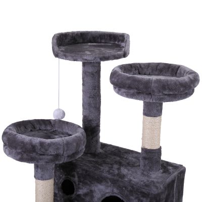 3 Tier Cat Scratching Tower W/2 Condos, Rope Swing