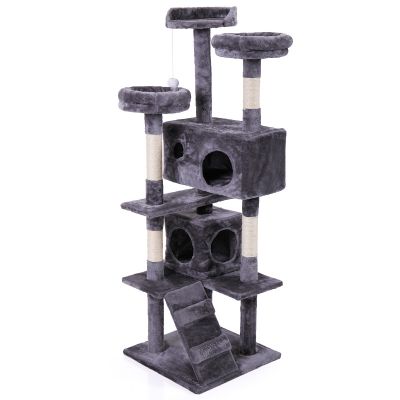 3 Tier Cat Scratching Tower W/2 Condos, Rope Swing