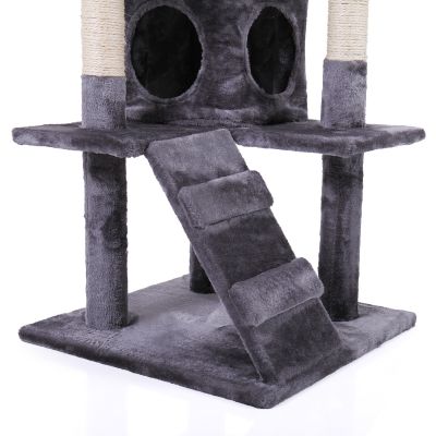 3 Tier Cat Scratching Tower W/2 Condos, Rope Swing