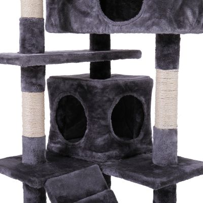 3 Tier Cat Scratching Tower W/2 Condos, Rope Swing