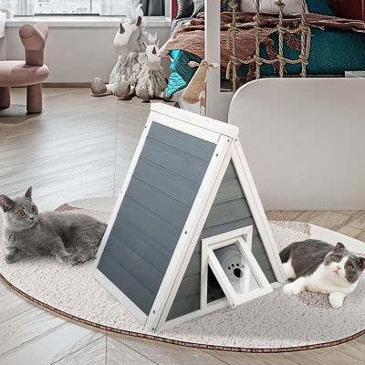 Eave-style Winter Wooden Cat House Insulated Shelter