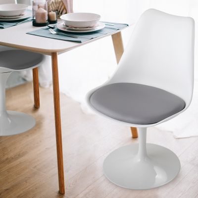 Swivel Tulip Dining Chairs W/Upholstered Seat