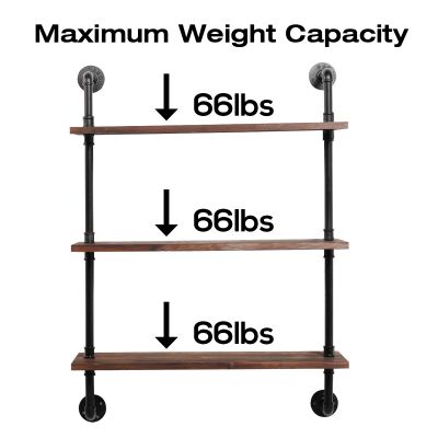 3 Tier Industrial Retro Wall Mount Iron Pipe Shelves