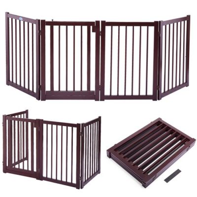 Folding Accordion Retractable Pet Gate W/Door