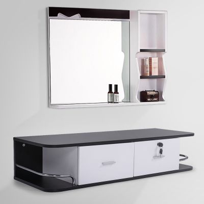 Modern White + Black Salon Wall Cabinet Spa Storage