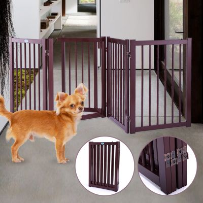 Folding Accordion Retractable Pet Gate W/Door