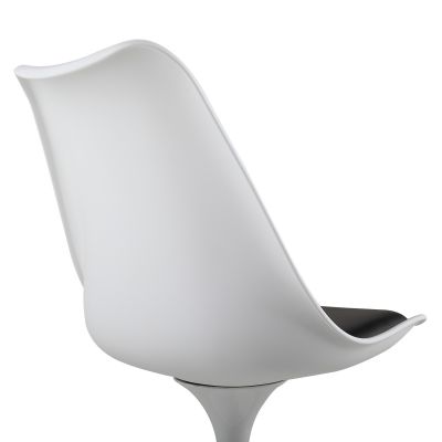 Padded Swivel Tulip Dining Chair in White + Black