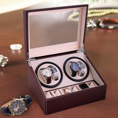 Automatic Watch Winder Box W/4 Holders, 6 Display