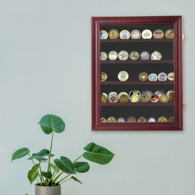Wall Military Challenge Coin Display Case Cabinet