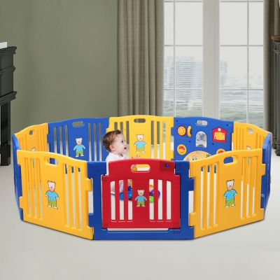 8 Panel Escape-proof Safe Toddler Playpen W/Toys