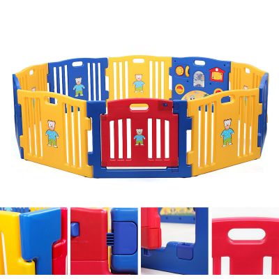 8 Panel Escape-proof Safe Toddler Playpen W/Toys