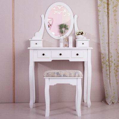 Wood Modern White Makeup Vanity set Dressing