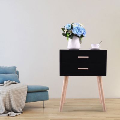 White & Navy Beachy Modern Simple Nightstand
