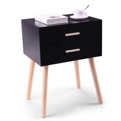 White & Navy Beachy Modern Simple Nightstand