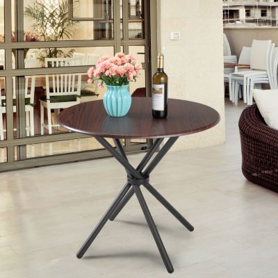 Industrial Style X-Base Round Dining Table