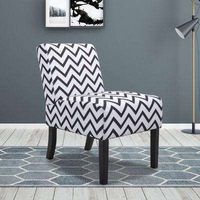 Modern Striped Slipper Chair Armless Upholstered Chair