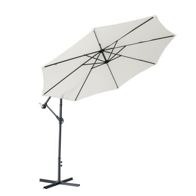 10ft Outdoor Offset Cantilever Patio Umbrella 360 Rotation-Beige