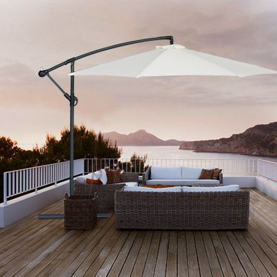 10ft Outdoor Offset Cantilever Patio Umbrella 360 Rotation-Beige