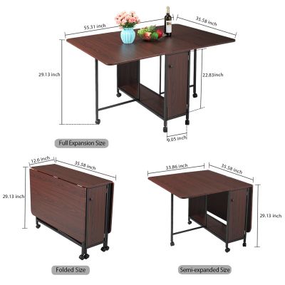 Gateleg Drop Leaf Dining Table on Lockable Wheels
