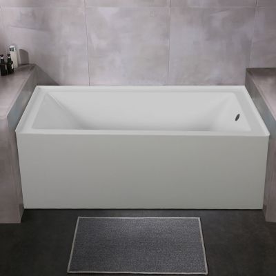 60” Right-Hand Drain Rectangular Deep Acrylic Bathtub