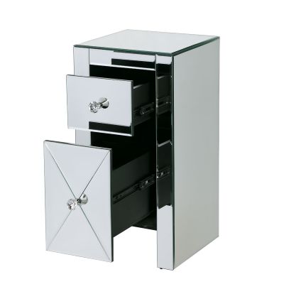 Dark-Champagne Glass Mirror Bedside Table