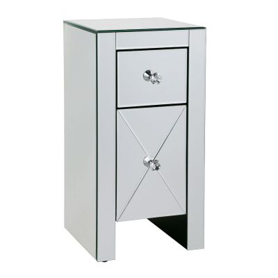 Dark-Champagne Glass Mirror Bedside Table