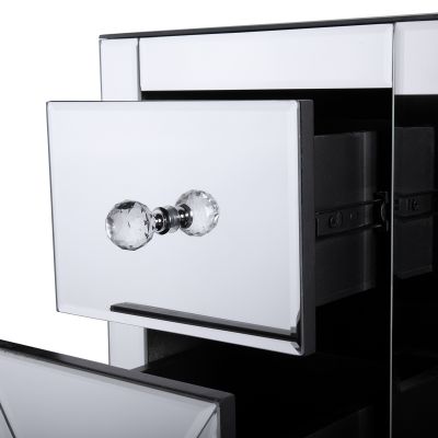 Dark-Champagne Glass Mirror Bedside Table