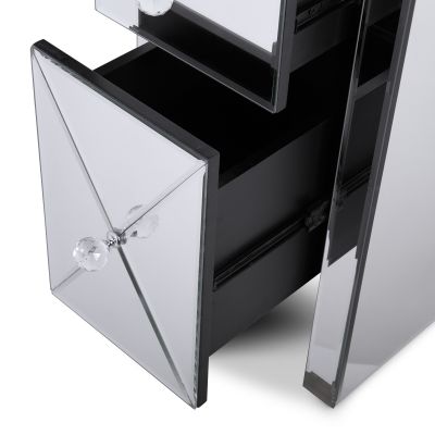 Dark-Champagne Glass Mirror Bedside Table