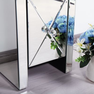 Dark-Champagne Glass Mirror Bedside Table
