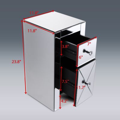 Dark-Champagne Glass Mirror Bedside Table