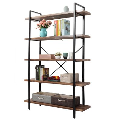 5 Tier Wood Shelving W/Industrial Pipe Frame