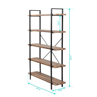 5 Tier Wood Shelving W/Industrial Pipe Frame