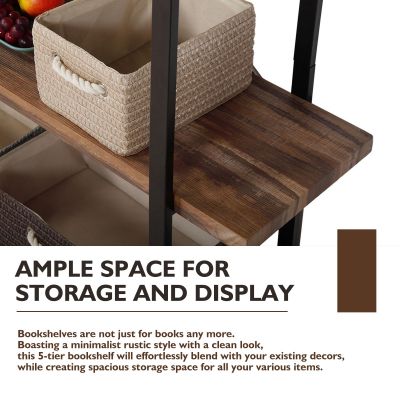 5 Tier Wood Shelving W/Industrial Pipe Frame