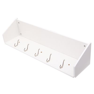 White Wall 5-Hook Coat Rack W/Shelf