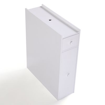 Narrow Bathroom Floor Cabinet Corner Beside Toilet