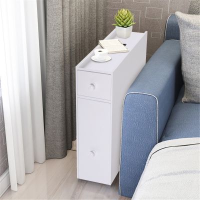 Narrow Bathroom Floor Cabinet Corner Beside Toilet
