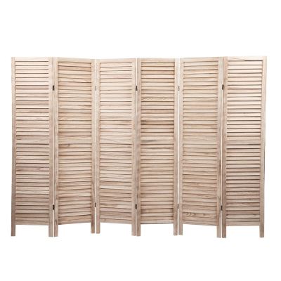 Light Burning 6-Panel Sycamore Wood Folding Screen Room Divider