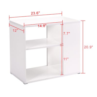 White Corner Multi Shelf End Side Table