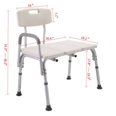 10 Heights Tub Transfer Bench W/Adjustable Back
