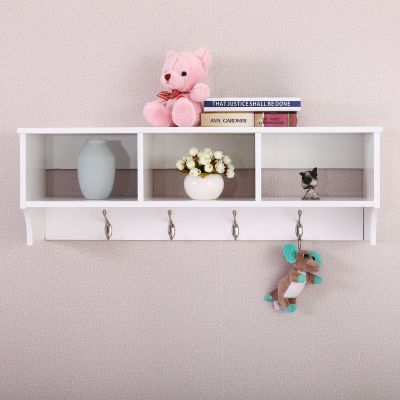 Entryway Coat Hook Rack Hanging Cubbies W/Shelf